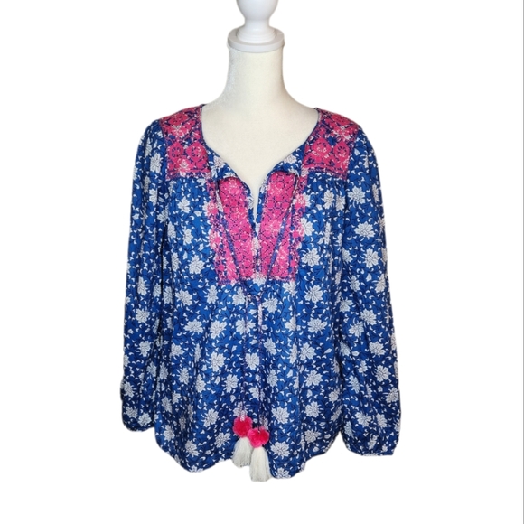 J. Crew | Tops | New J Crew Floral Peasant Top With Needlepoint ...